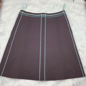 ELEVENSES Anthro A line skirt brown w/ Aqua 12